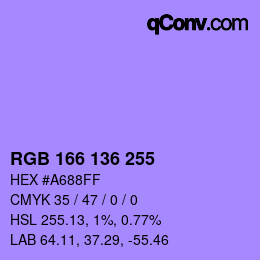 Color code: RGB 166 136 255 | qconv.com