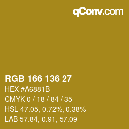 Color code: RGB 166 136 27 | qconv.com
