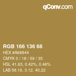 カラーコード: RGB 166 136 68 | qconv.com