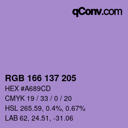 Farbcode: RGB 166 137 205 | qconv.com