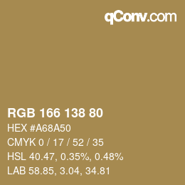 Color code: RGB 166 138 80 | qconv.com