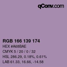 カラーコード: RGB 166 139 174 | qconv.com