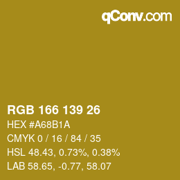 カラーコード: RGB 166 139 26 | qconv.com