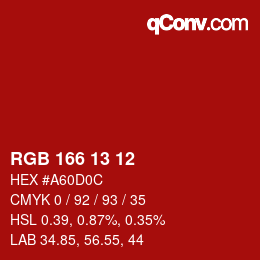 カラーコード: RGB 166 13 12 | qconv.com