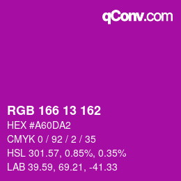 Color code: RGB 166 13 162 | qconv.com