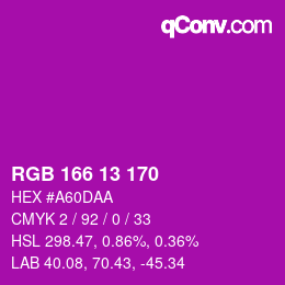 Color code: RGB 166 13 170 | qconv.com