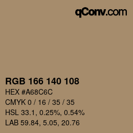 Color code: RGB 166 140 108 | qconv.com