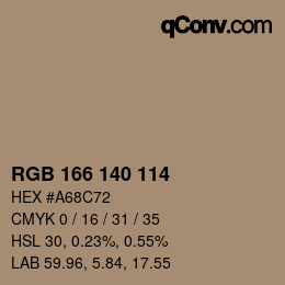 Color code: RGB 166 140 114 | qconv.com