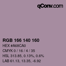 Color code: RGB 166 140 160 | qconv.com