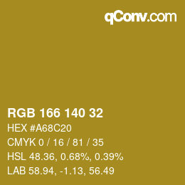 カラーコード: RGB 166 140 32 | qconv.com
