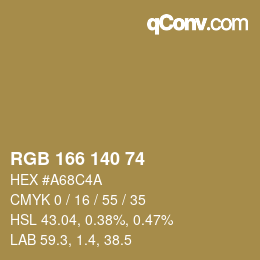 Código de color: RGB 166 140 74 | qconv.com