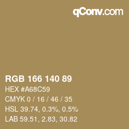 カラーコード: RGB 166 140 89 | qconv.com