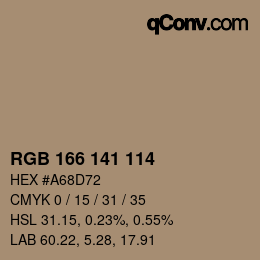 颜色代码: RGB 166 141 114 | qconv.com