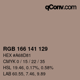 Color code: RGB 166 141 129 | qconv.com
