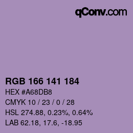 カラーコード: RGB 166 141 184 | qconv.com