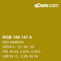 カラーコード: RGB 166 141 6 | qconv.com