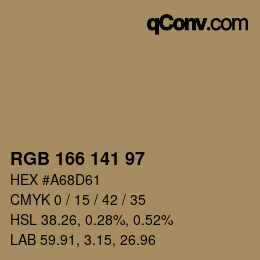 Color code: RGB 166 141 97 | qconv.com