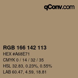 Color code: RGB 166 142 113 | qconv.com