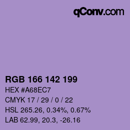 Color code: RGB 166 142 199 | qconv.com