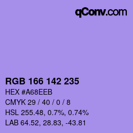 Color code: RGB 166 142 235 | qconv.com