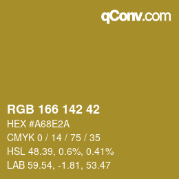 Color code: RGB 166 142 42 | qconv.com