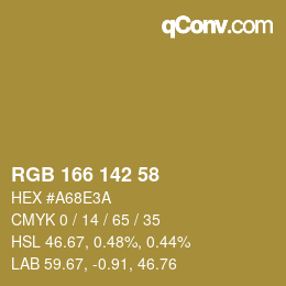 Color code: RGB 166 142 58 | qconv.com