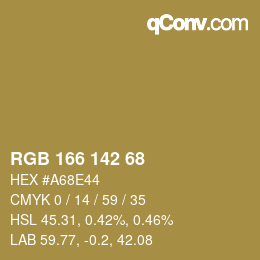 颜色代码: RGB 166 142 68 | qconv.com