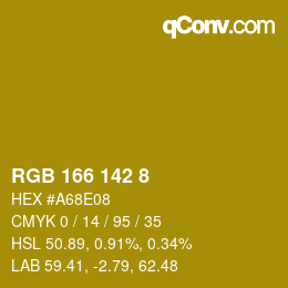 Color code: RGB 166 142 8 | qconv.com