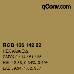 Color code: RGB 166 142 82 | qconv.com
