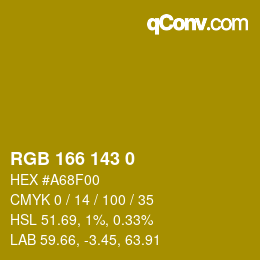 カラーコード: RGB 166 143 0 | qconv.com