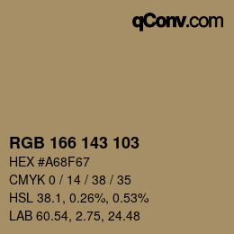 Color code: RGB 166 143 103 | qconv.com