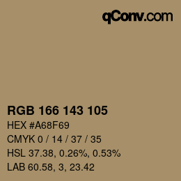 颜色代码: RGB 166 143 105 | qconv.com