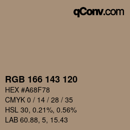 颜色代码: RGB 166 143 120 | qconv.com