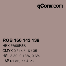カラーコード: RGB 166 143 139 | qconv.com