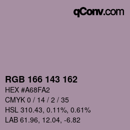 カラーコード: RGB 166 143 162 | qconv.com