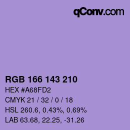 カラーコード: RGB 166 143 210 | qconv.com