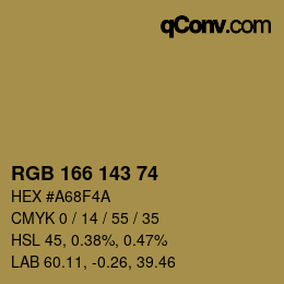 颜色代码: RGB 166 143 74 | qconv.com