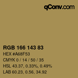 カラーコード: RGB 166 143 83 | qconv.com