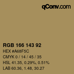 カラーコード: RGB 166 143 92 | qconv.com