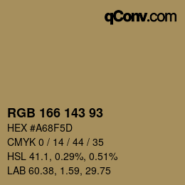 カラーコード: RGB 166 143 93 | qconv.com