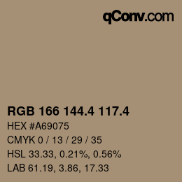 カラーコード: RGB 166 144.4 117.4 | qconv.com
