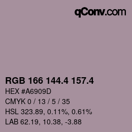 カラーコード: RGB 166 144.4 157.4 | qconv.com