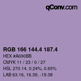 カラーコード: RGB 166 144.4 187.4 | qconv.com