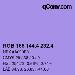カラーコード: RGB 166 144.4 232.4 | qconv.com