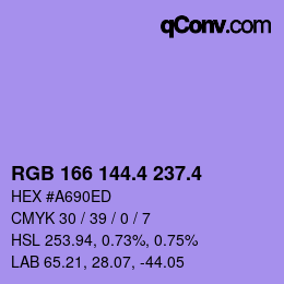 カラーコード: RGB 166 144.4 237.4 | qconv.com