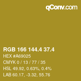 カラーコード: RGB 166 144.4 37.4 | qconv.com