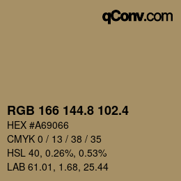 カラーコード: RGB 166 144.8 102.4 | qconv.com