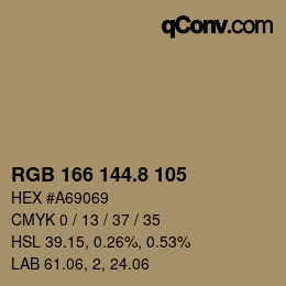 カラーコード: RGB 166 144.8 105 | qconv.com