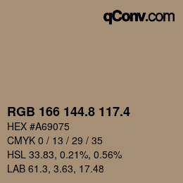 カラーコード: RGB 166 144.8 117.4 | qconv.com