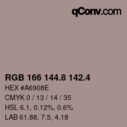 カラーコード: RGB 166 144.8 142.4 | qconv.com